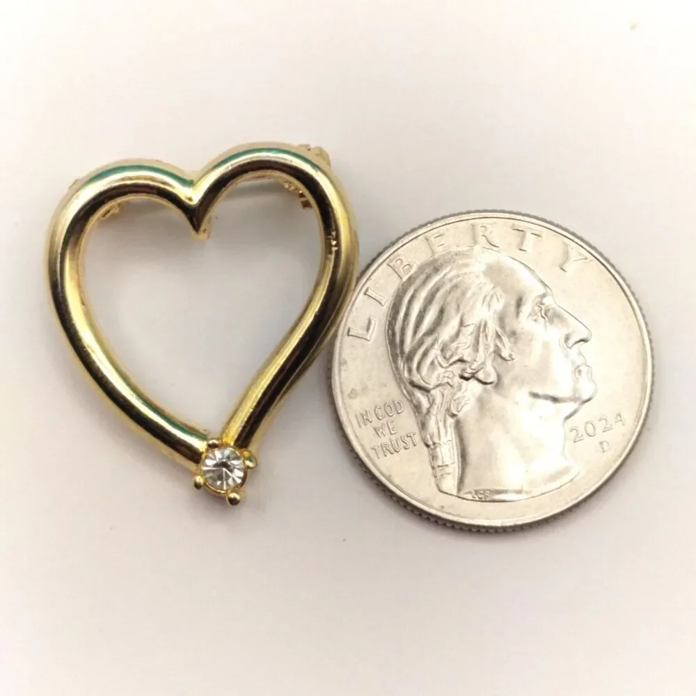 Open Heart Brooch Pin Approx 1